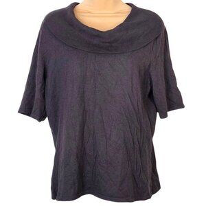 Jones Wear Black Cowl Neck Top Short Sleeve Size XL Womens Blouse